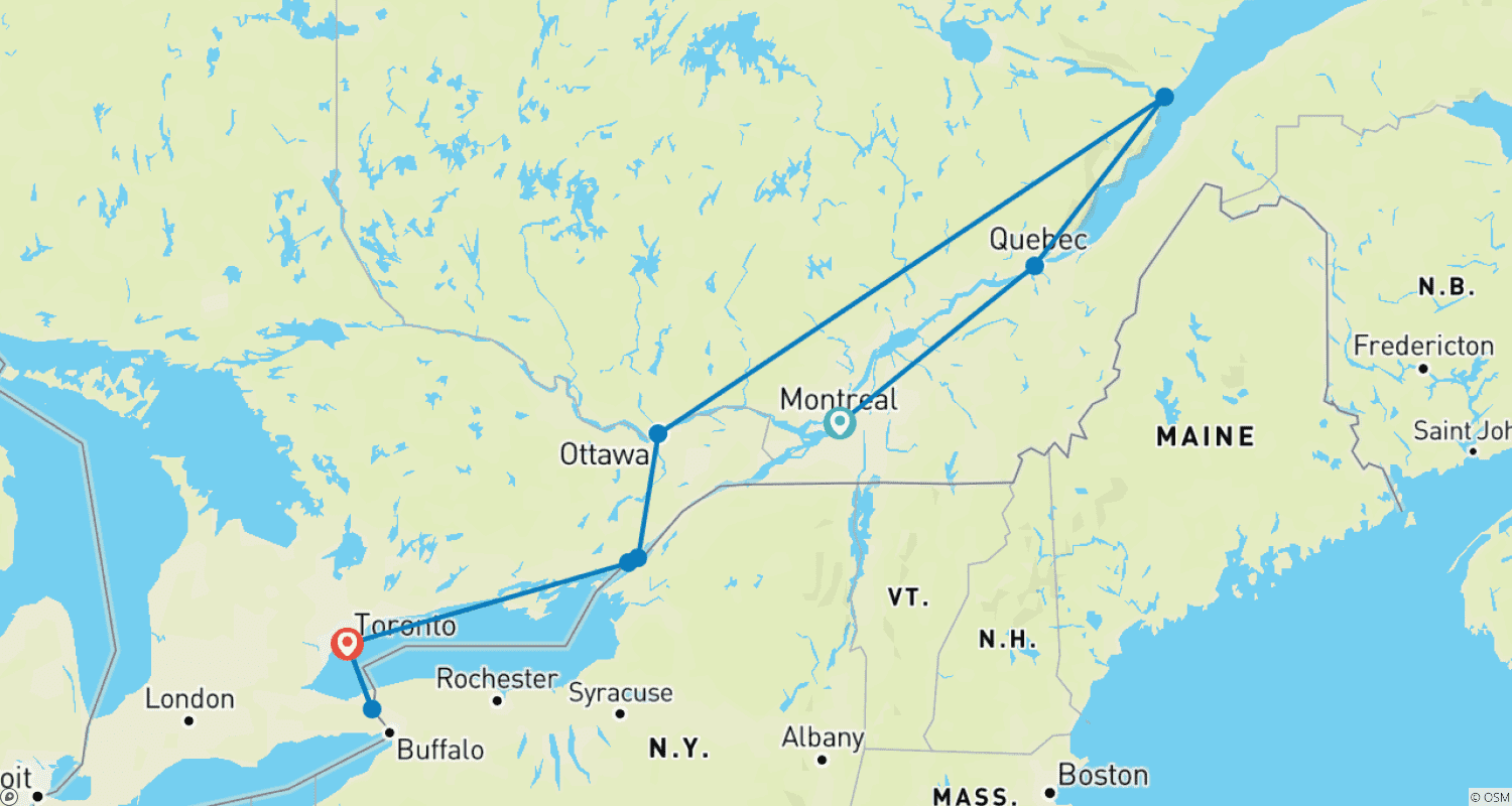 Mapa trasy: Eastern Journey (6 nights)