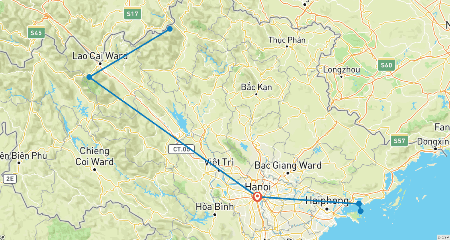 خريطة مسار Authentic Northern Vietnam: 8-Day Mountain & Sea Immersion