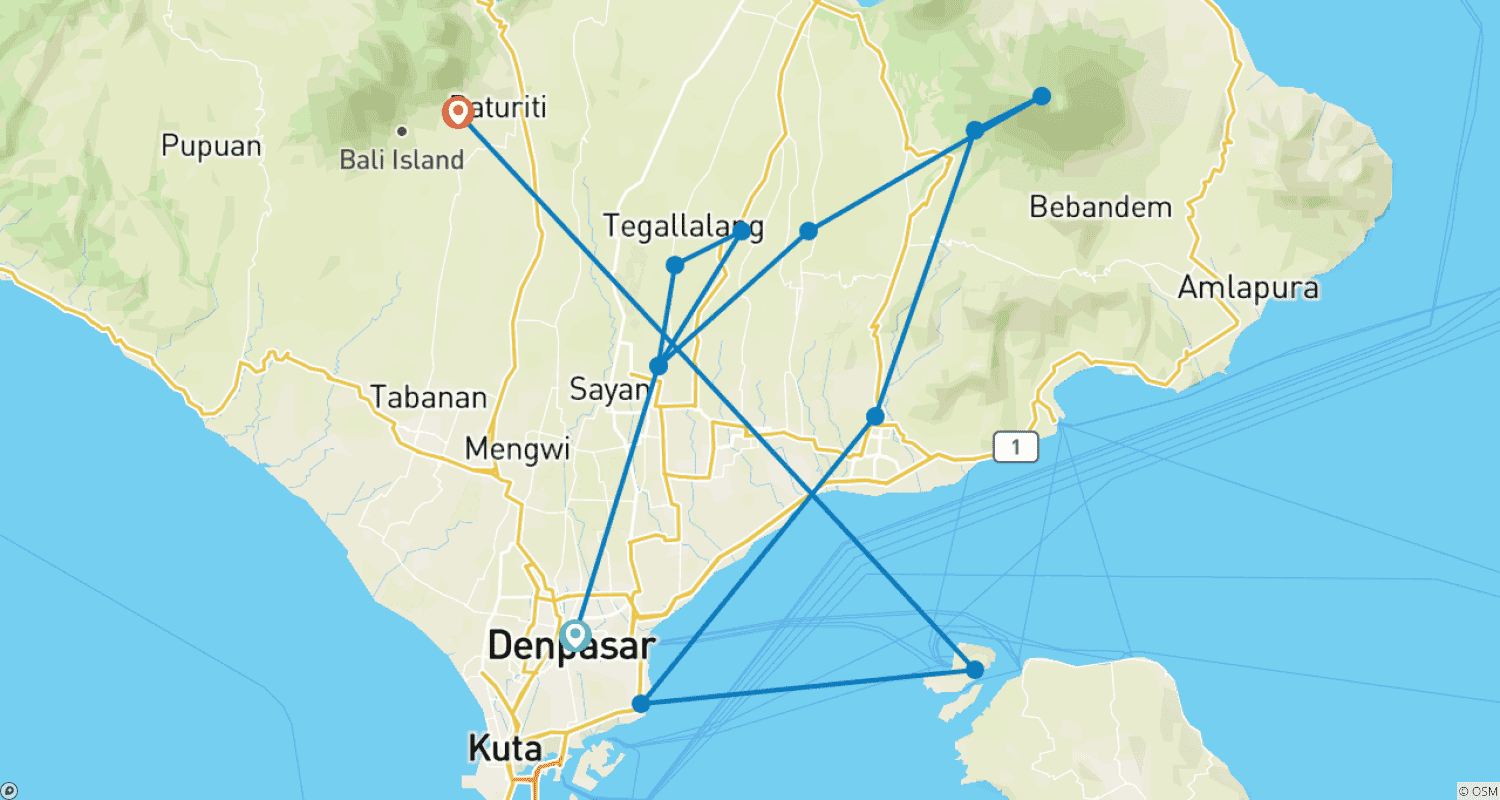 خريطة مسار Bali Cultural Trails Explorer - 9 Days 8 Nights