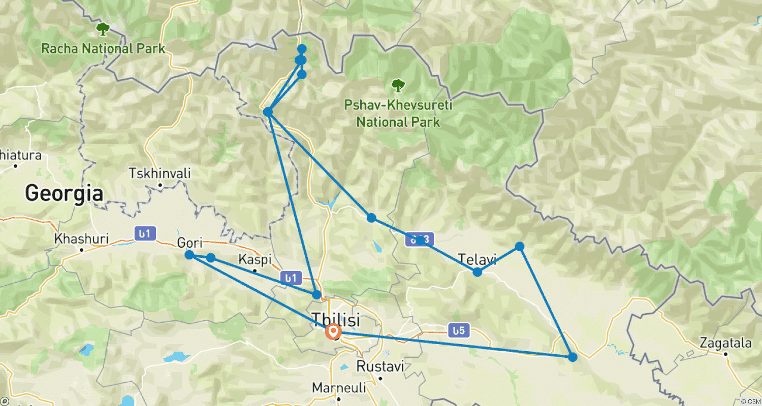 Mapa trasy: Gruzja – Kraina Złotego Runa 8 Dni