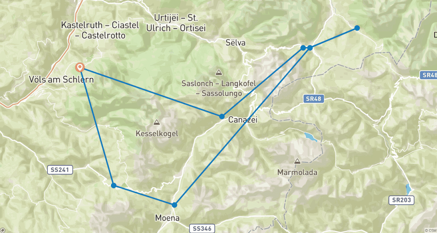 Mapa trasy: Dolomity Ronda 1 - Komfort 6 Dni