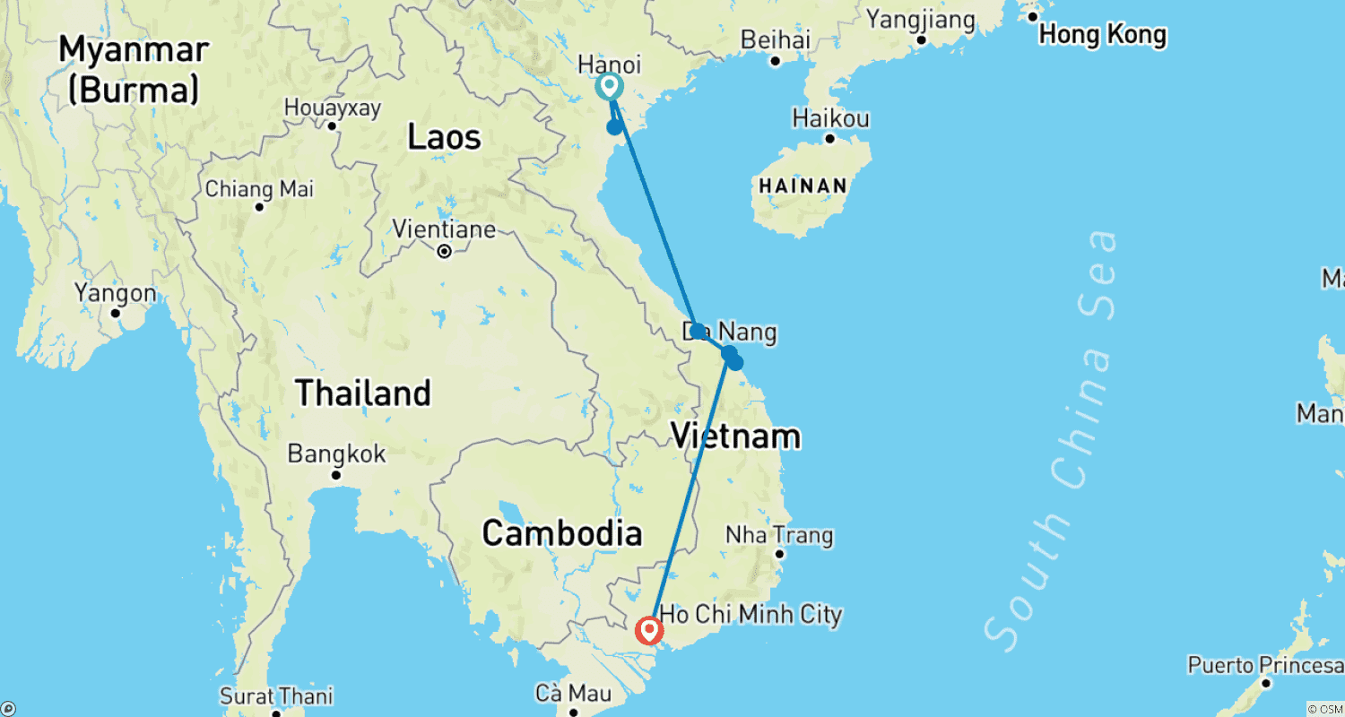 Mapa trasy: Discover Vietnam 10 Days