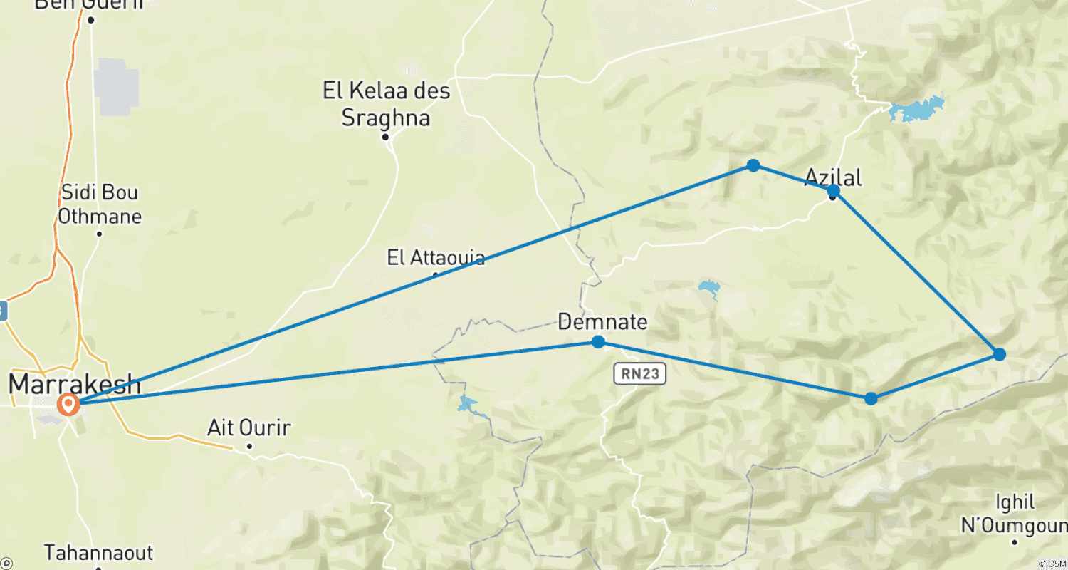 Mapa trasy: Hiking Morocco on Hidden Paths 8 Days