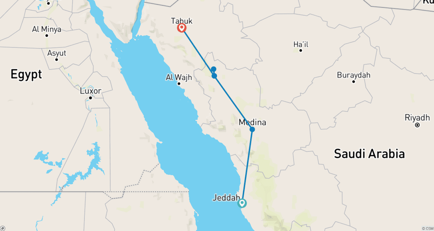 Mapa do percurso de Hiking Saudi Arabia's Highlights 8 Days