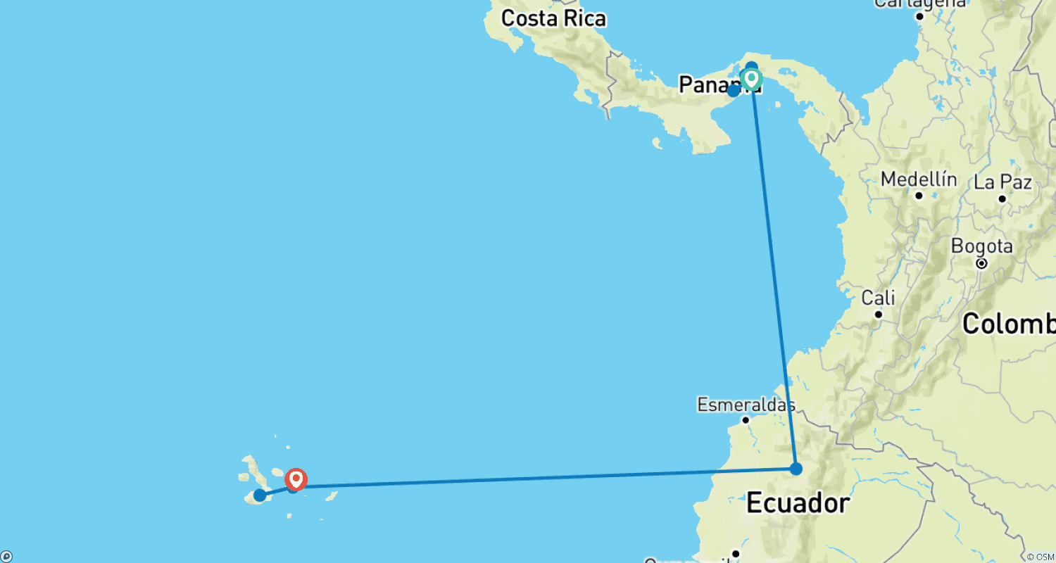 Mapa do percurso de Panama City and Galapagos: From the canal to the unique Island Worlds1 5 Days