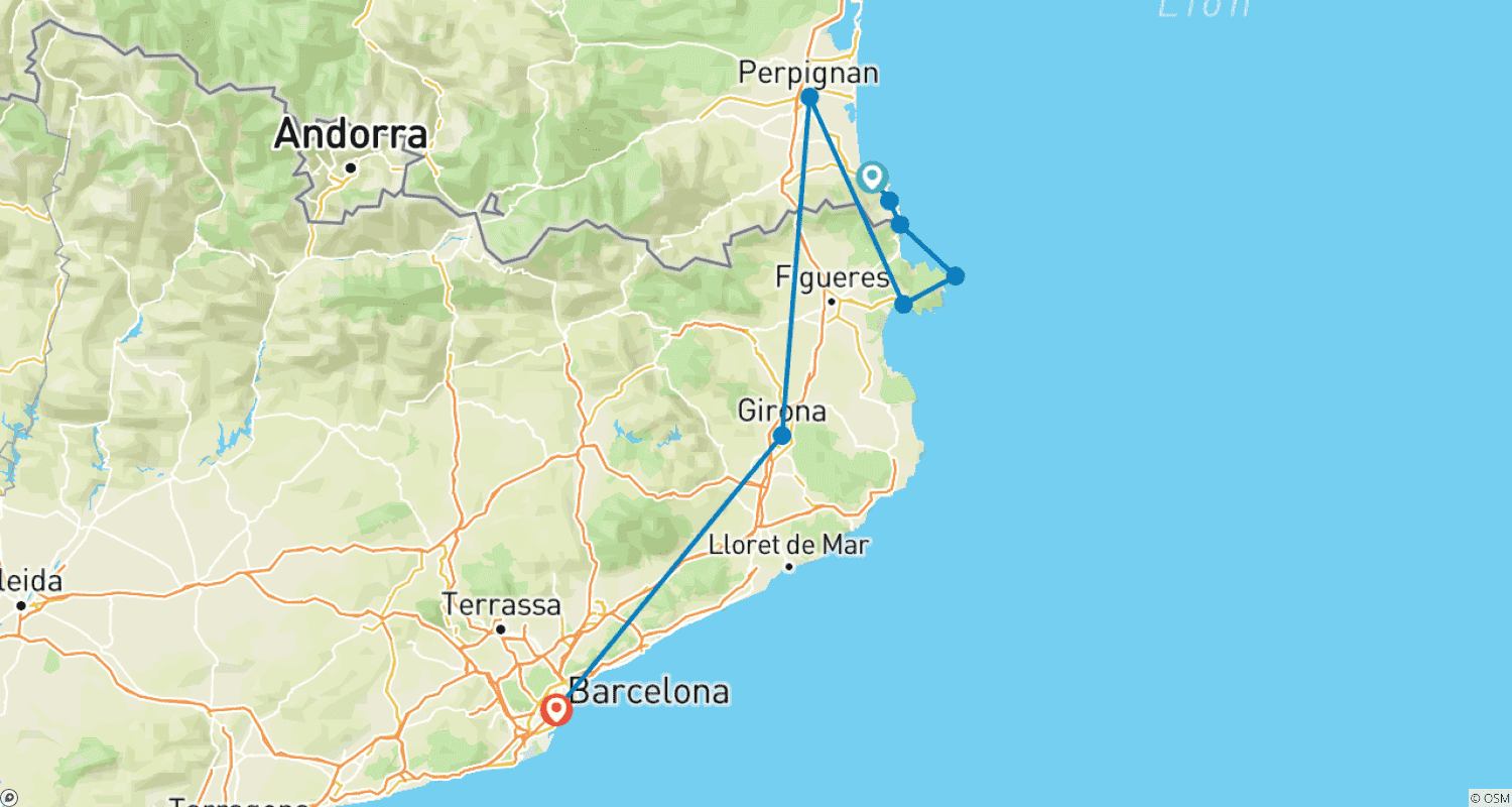 خريطة مسار Costa Brava - Hiking From France to Spain 7 Days