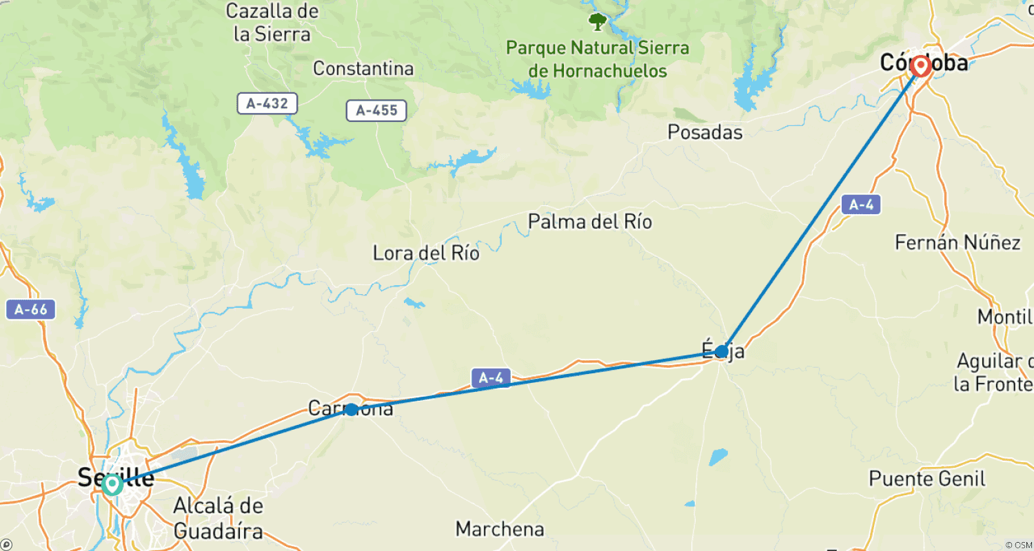 Mapa trasy: Andaluzyjskie: Mauretańskie Miasta, Gaje Oliwne i Duch Kordoby 7 Dni