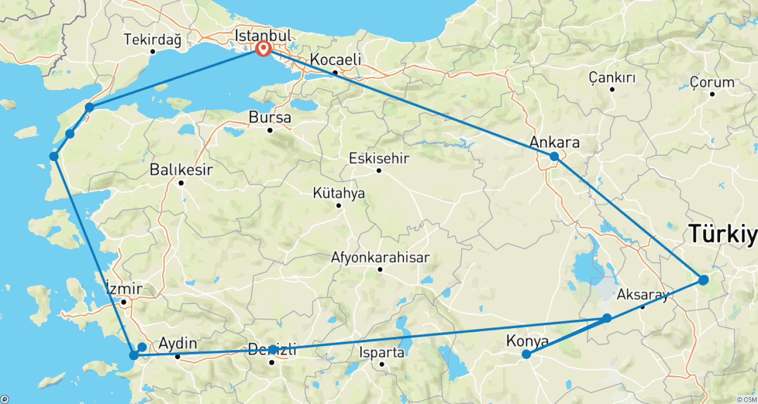 Mapa trasy: Sultans & Silk Road - 10 days