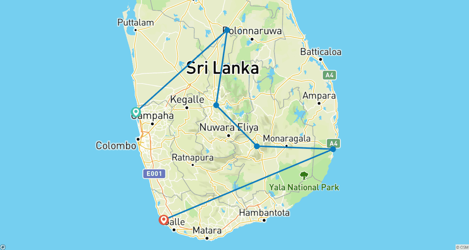 Mapa trasy: Sri Lanka Wander