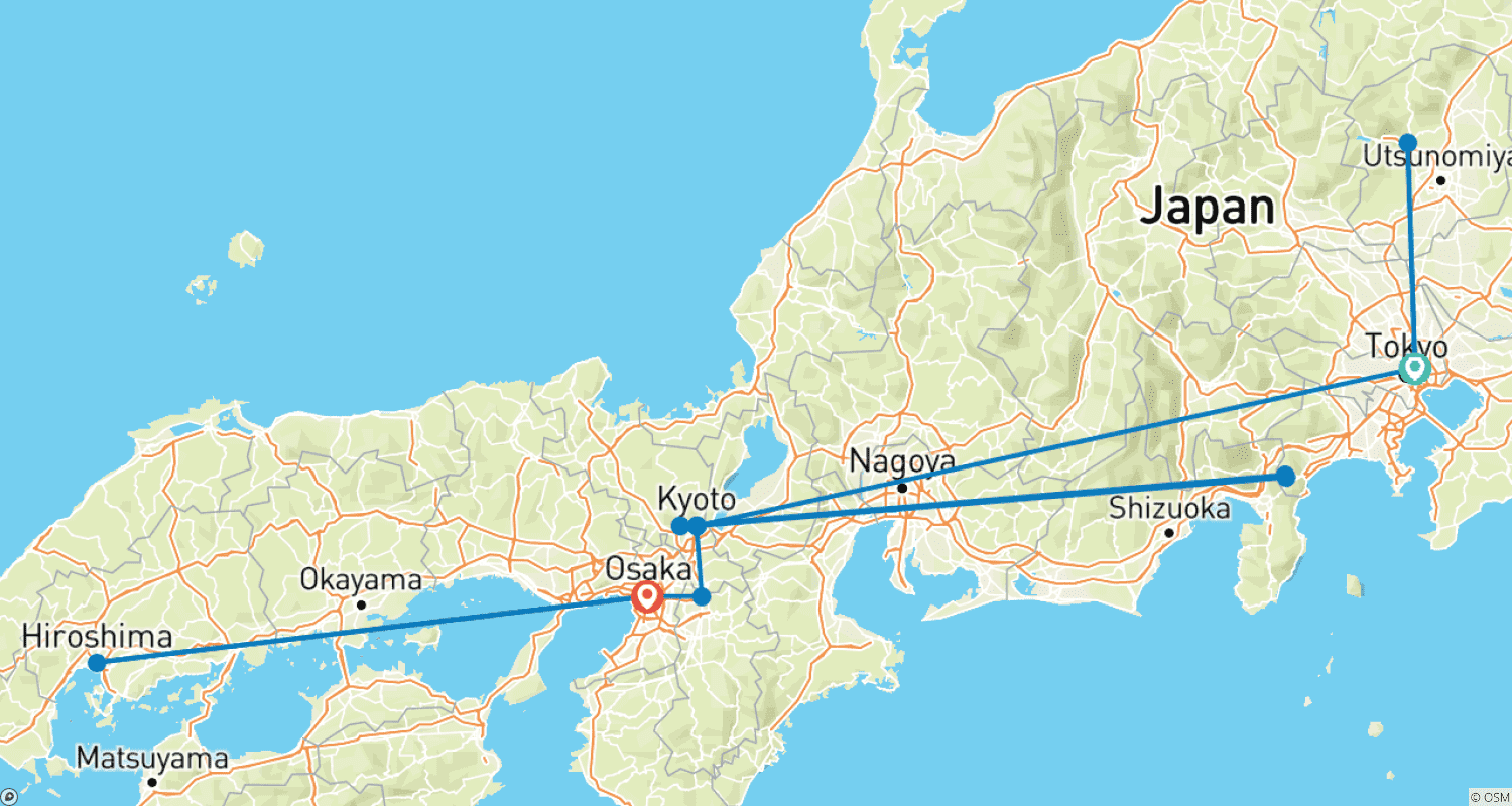Mapa trasy: Best Of Japan In 14 Days