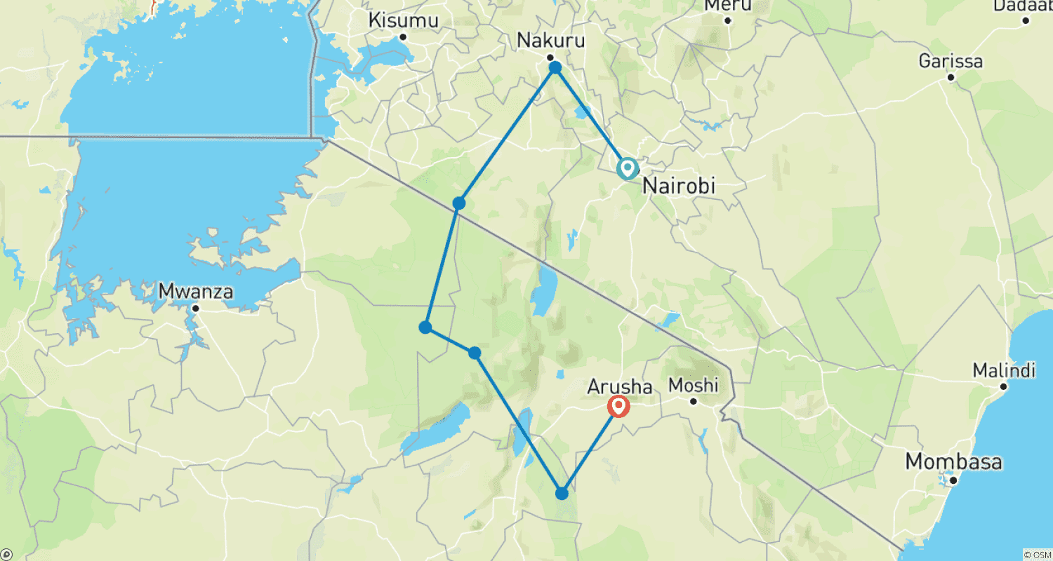 TanzaniaとKenya、最高のサファリ10日間のルートマップ