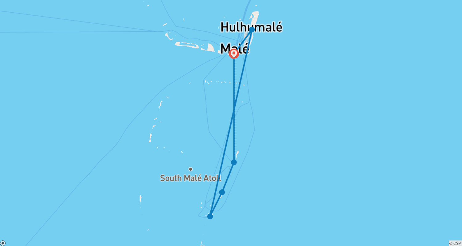 خريطة مسار South Maldives Island Hopping - 8 days