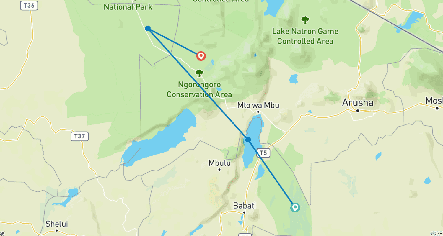 خريطة مسار 6-Day Majestic Tanzania - High-End