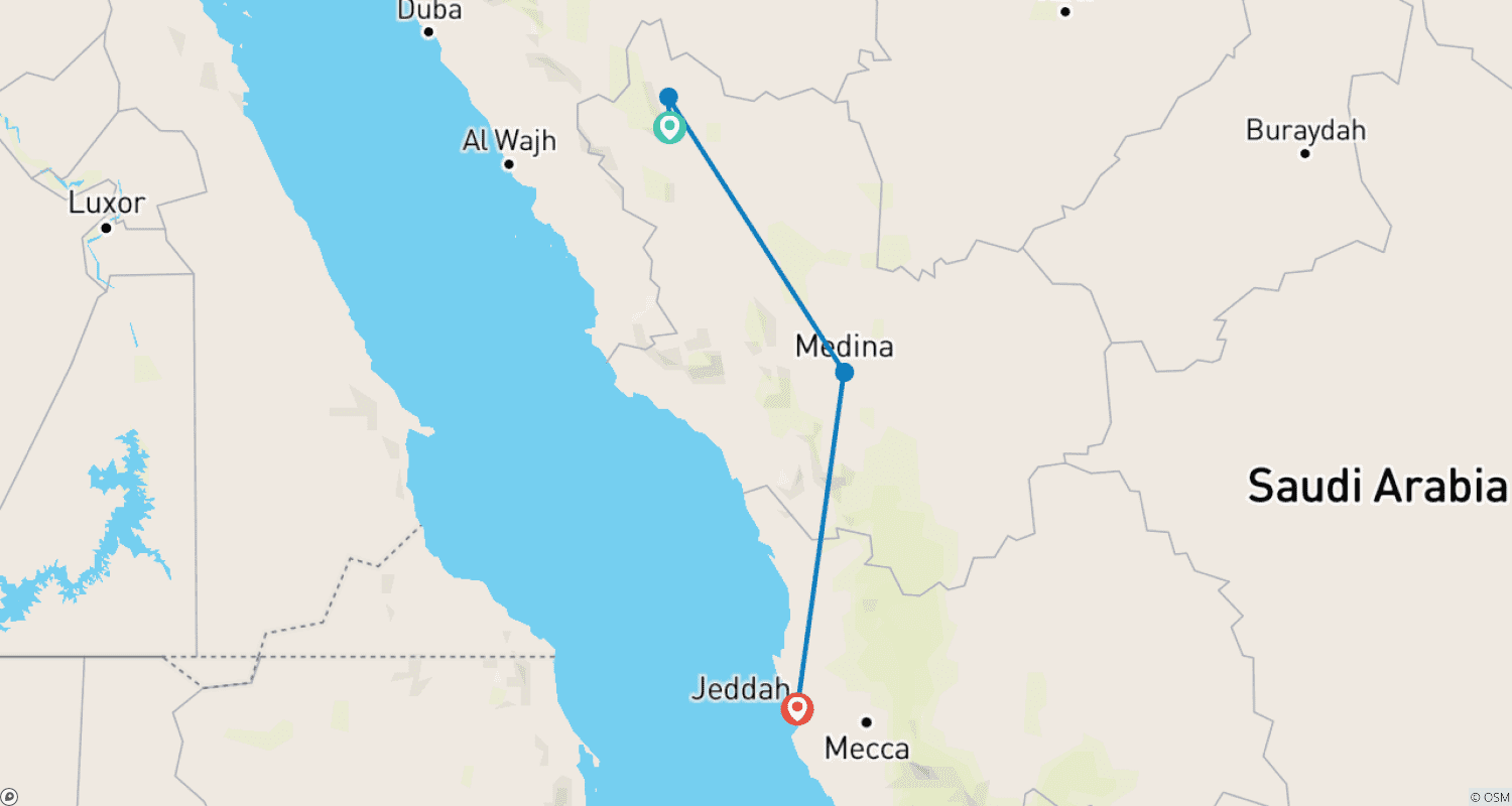 Mapa trasy: KSA: Timeless AlUla to Vibrant Jeddah