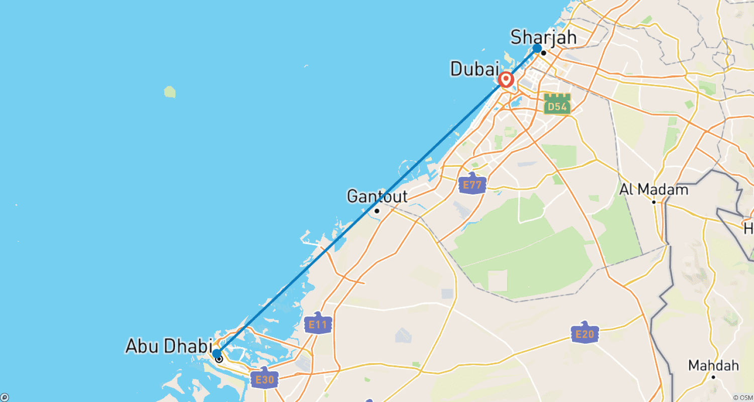 Mapa trasy: ZEA: Perły Emiratów