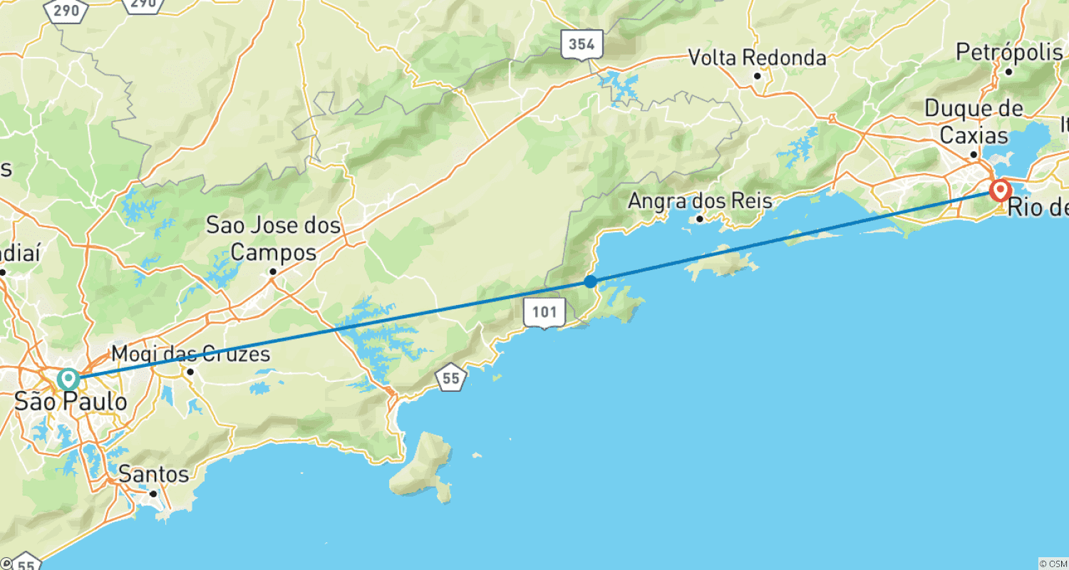 Mapa do percurso de Brasil: São Paulo, Paraty, Rio de Janeiro - 7 dias