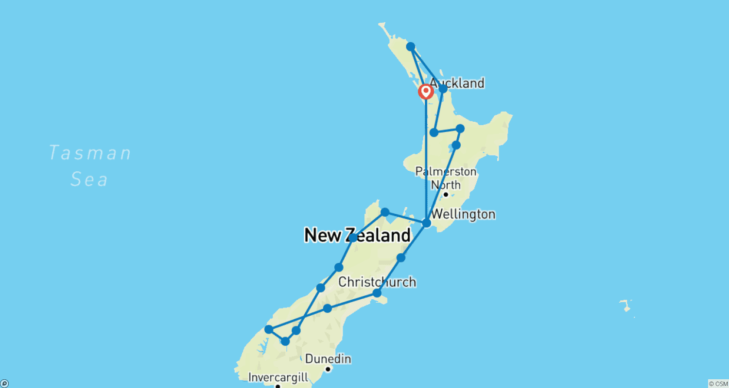 Mapa trasy: Wycieczka The Kiwi Classic
