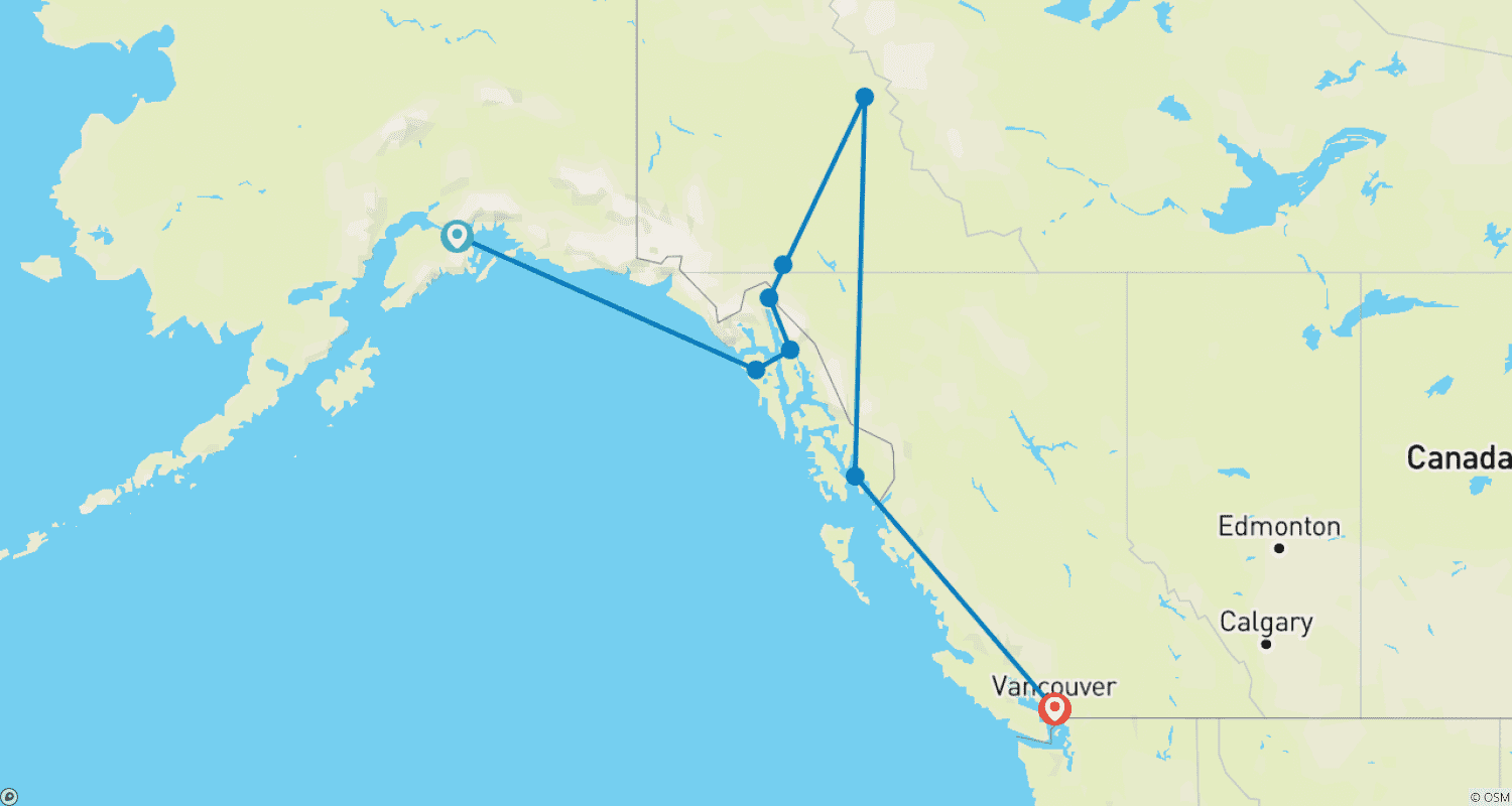 خريطة مسار Alaska Glacier Singles Cruise