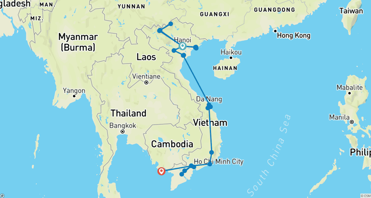 خريطة مسار 30 Days – A Journey Through Vietnam (From Hanoi to Ho Chi Minh City)