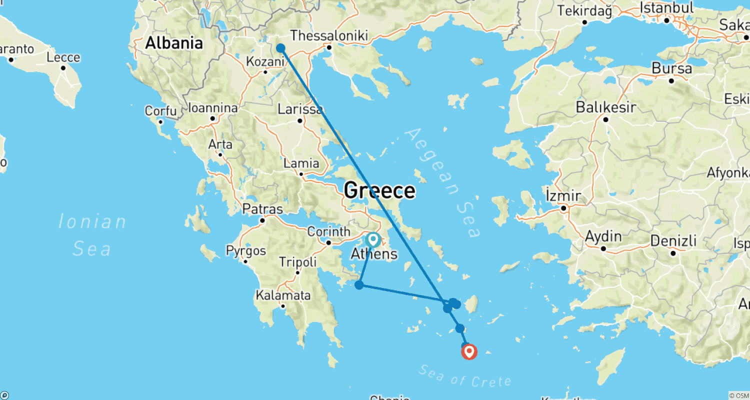 One Week in the Greek Islandsのルートマップ