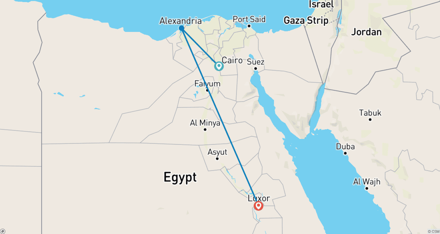 خريطة مسار 6 Days Cairo, Alexandria & Luxor Tour