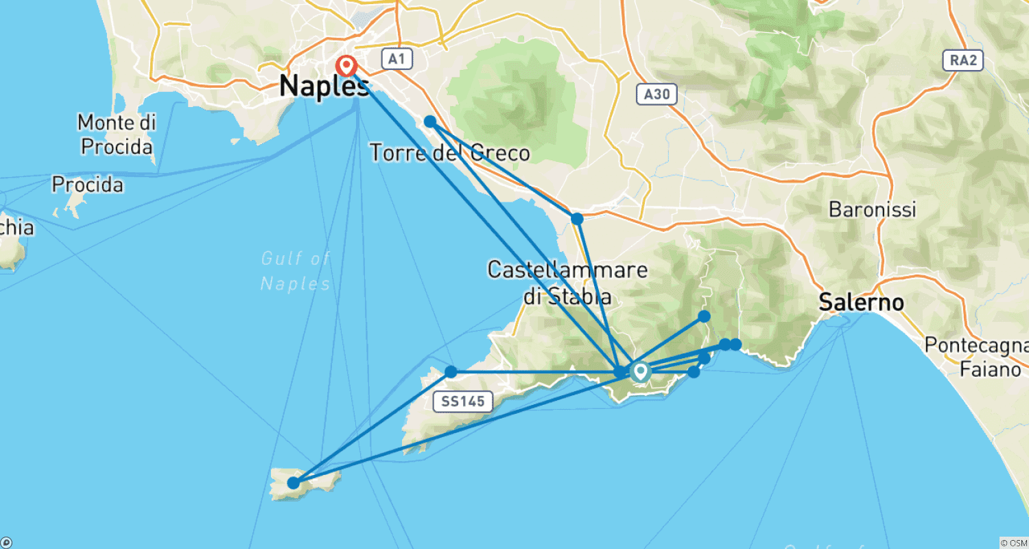 Amalfi Coast Discoveryのルートマップ