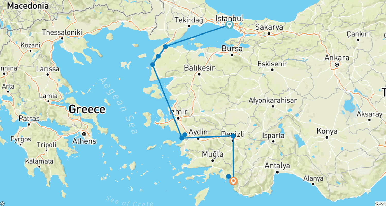 Mapa trasy: Turkey Prelude and Gulet