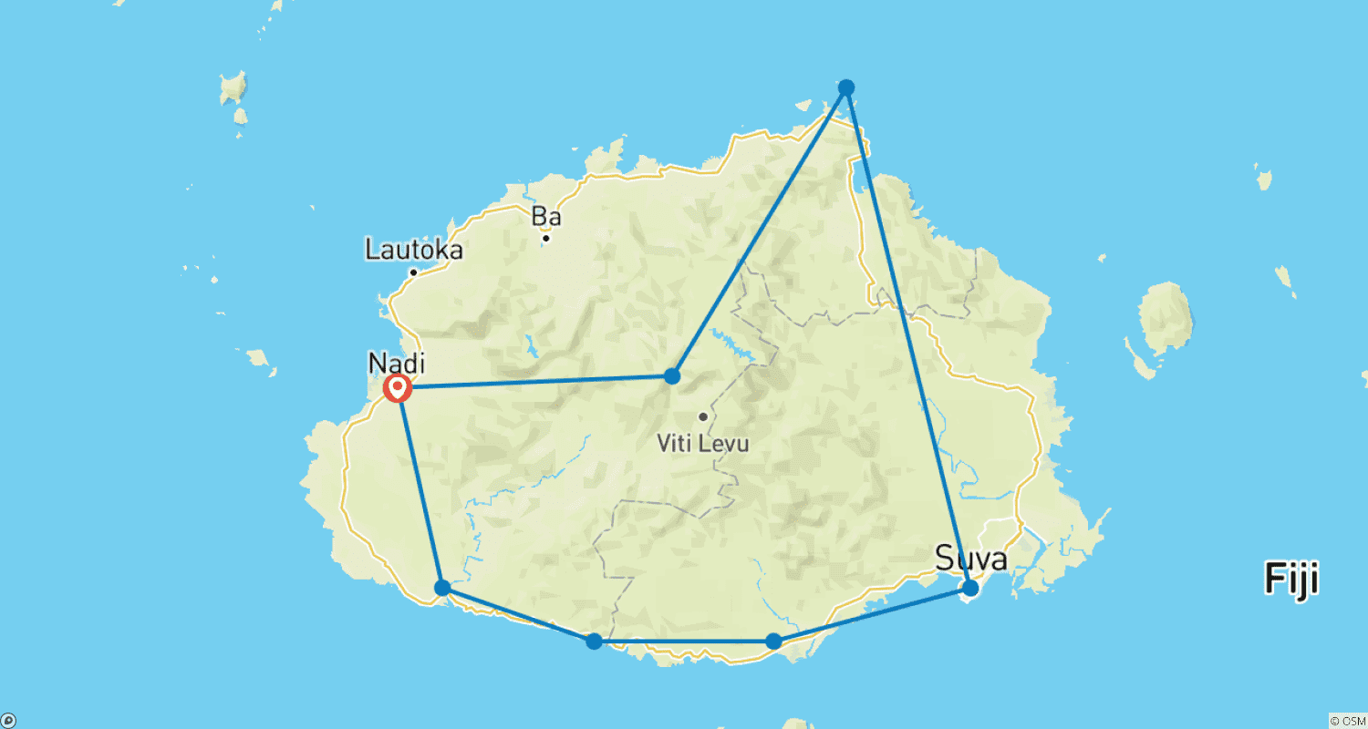 Mapa do percurso de Fiji: Hike, Raft & Snorkel