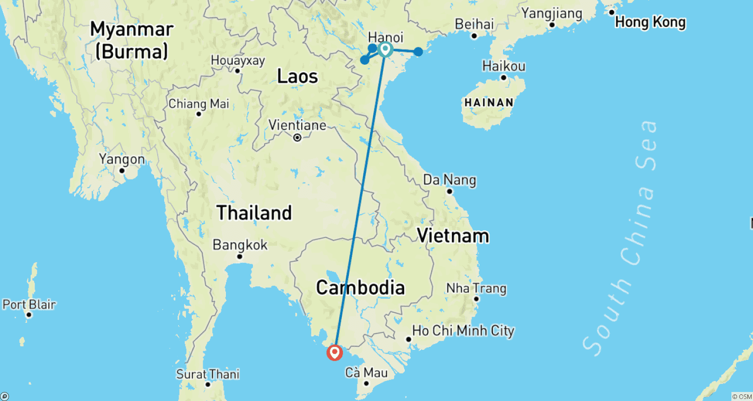 خريطة مسار Essence of Vietnam: 13-Day Private Luxury Experience