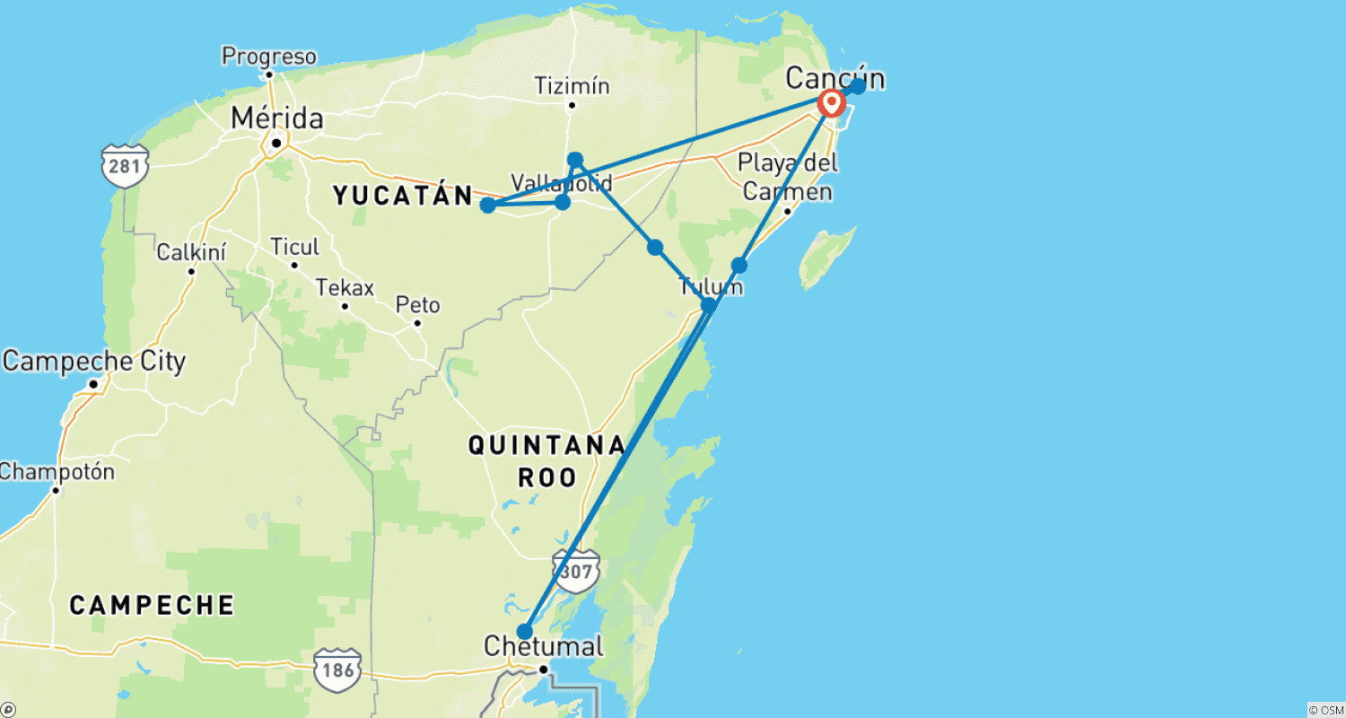 خريطة مسار Hit the Road, Yucatán Style