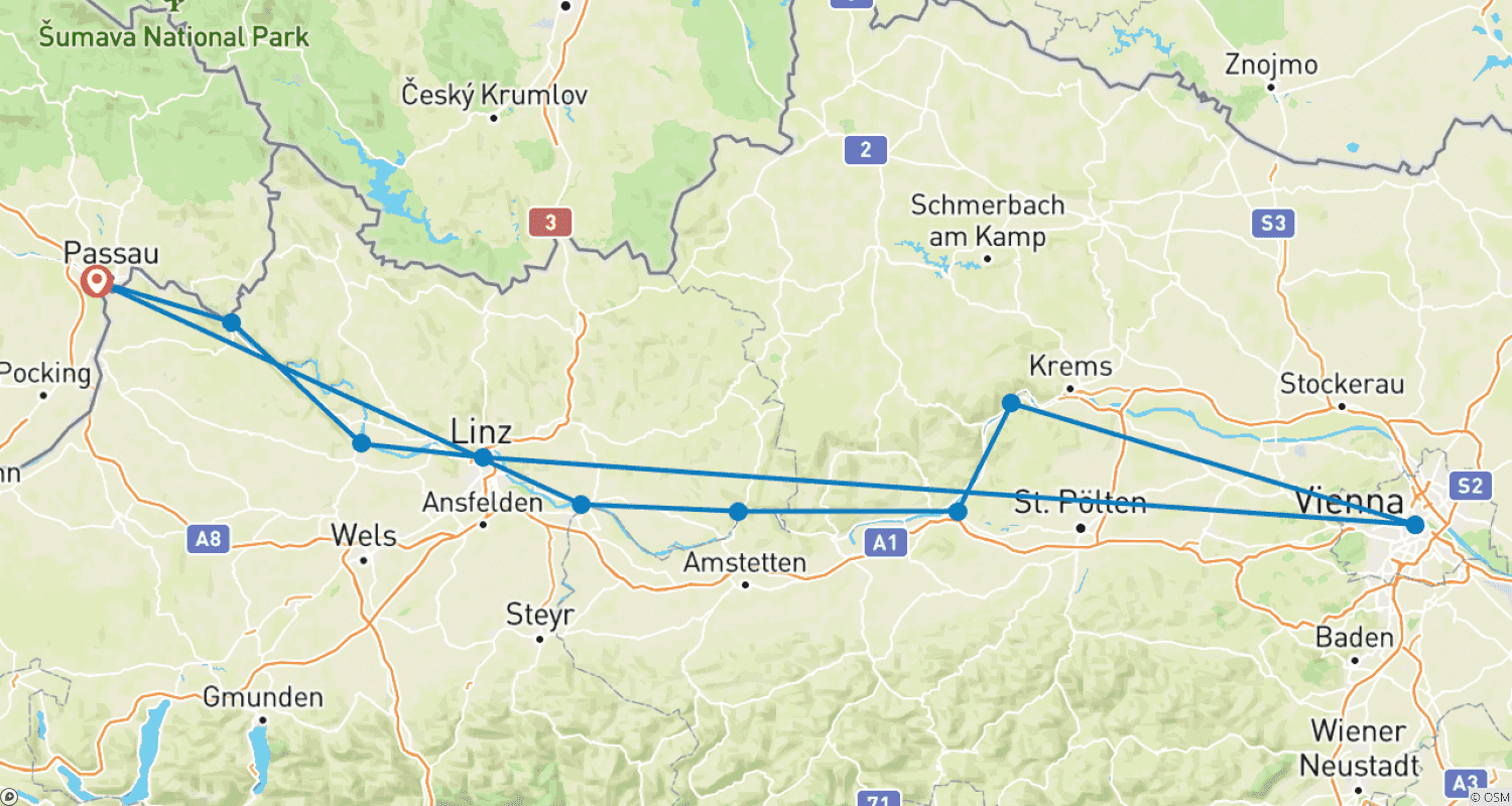 Mapa trasy: MS Lisabelle - Danube impressions