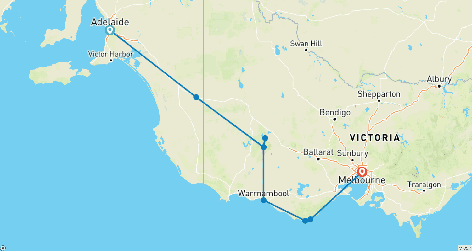 خريطة مسار Highlights of Adelaide & Melbourne - 3 days