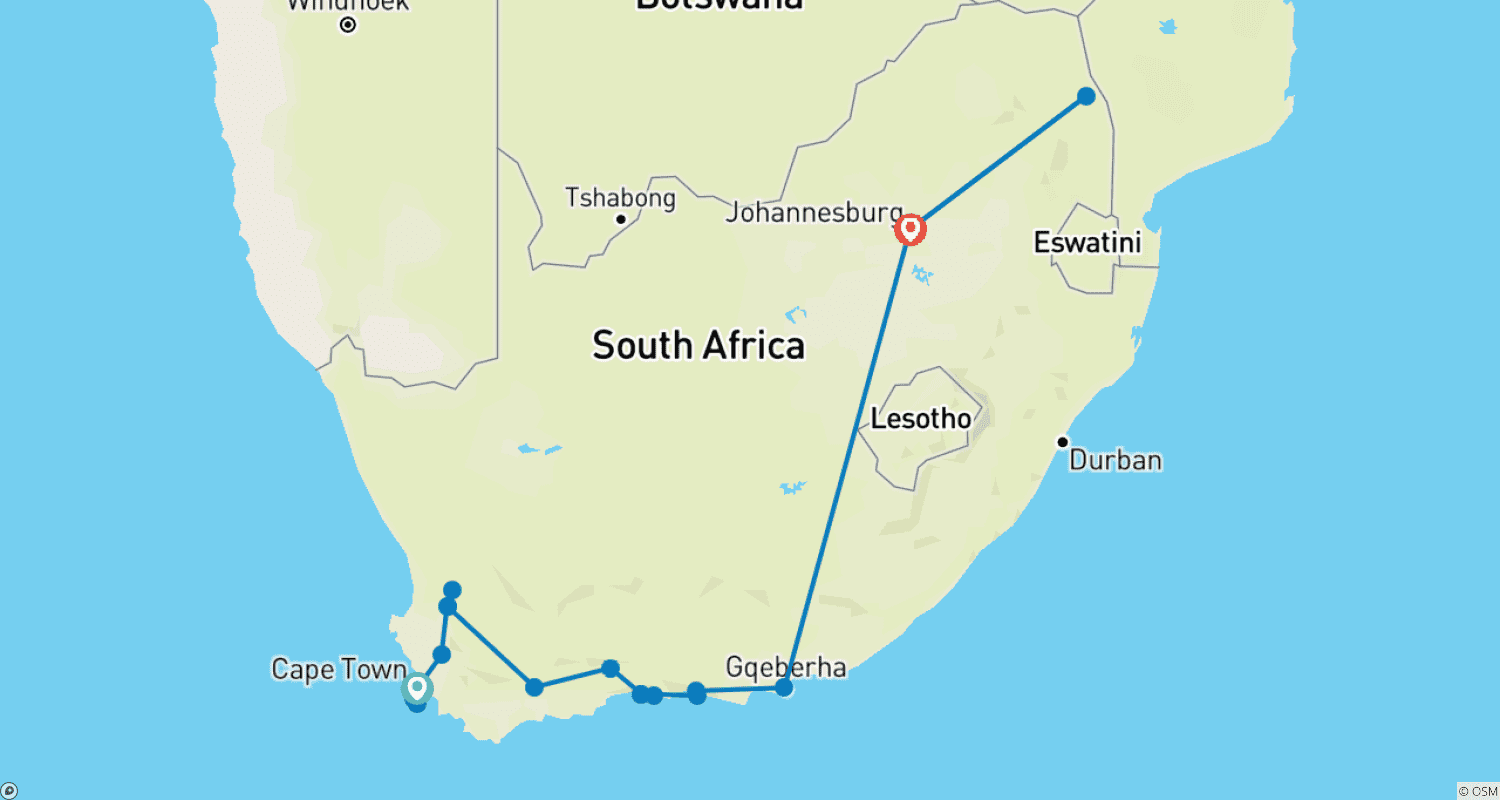 Upgraded - Best of South Africaのルートマップ