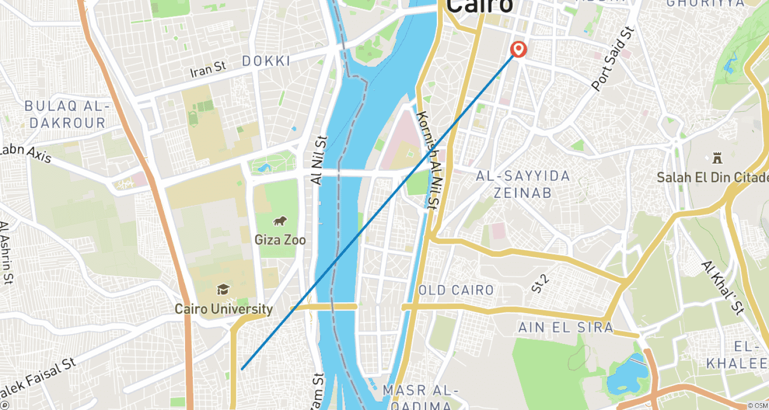 Mapa do percurso de Magical Day Tour to Giza Pyramids & Grand Egyptian Museum