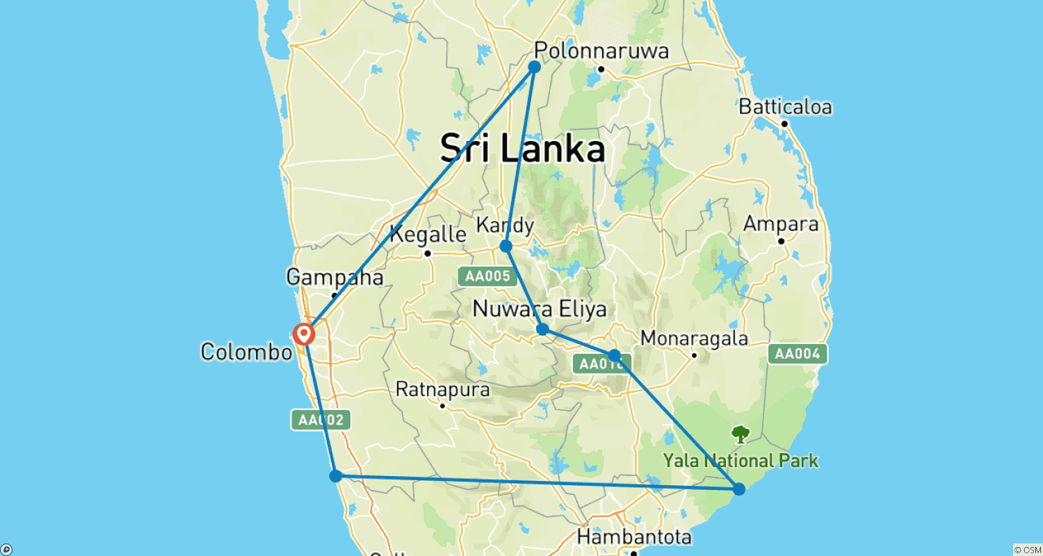 Best of Srilankaのルートマップ