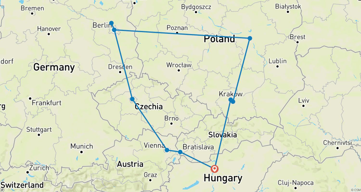 Mapa trasy: Eastern Europe: Beyond the Big Sights
