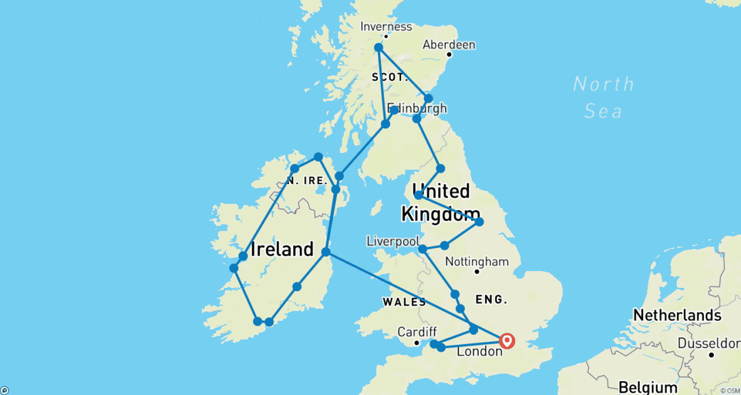 Mapa do percurso de Great Britain and Ireland 35 to 45 (35 To 45)