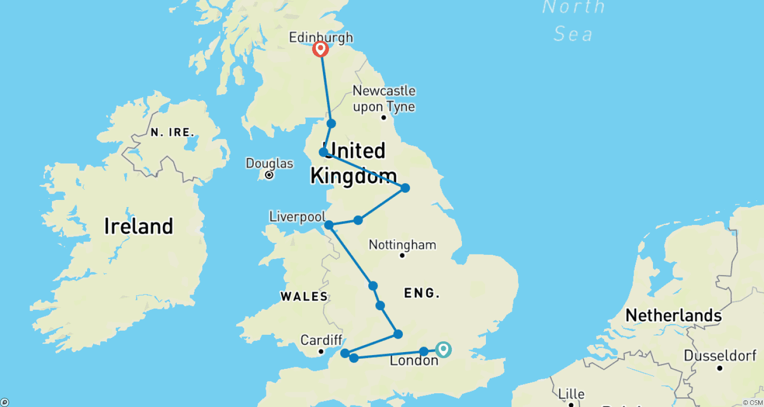Mapa do percurso de England in a Week 35 to 45 (35 To 45)