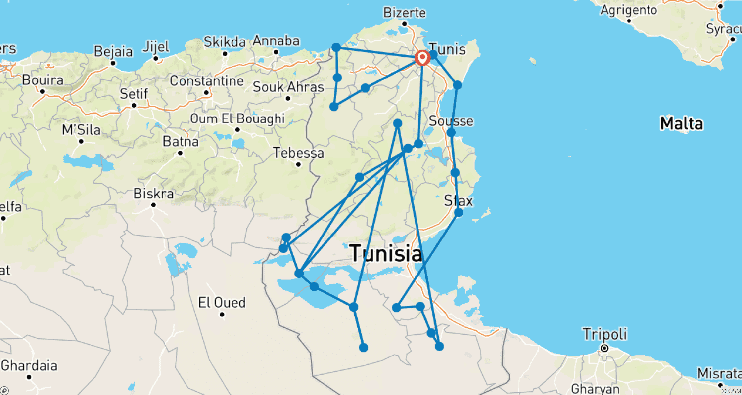 Mapa trasy: Tunisia Encompassed