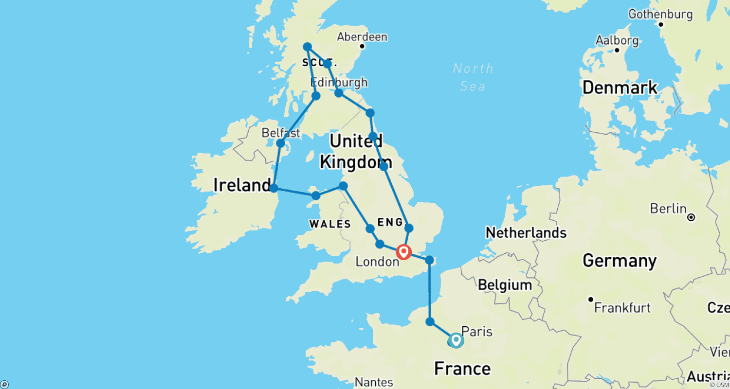 Mapa trasy: Europa Atlantycka