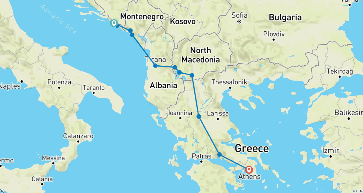Mapa trasy: Dubrownik i Ateny