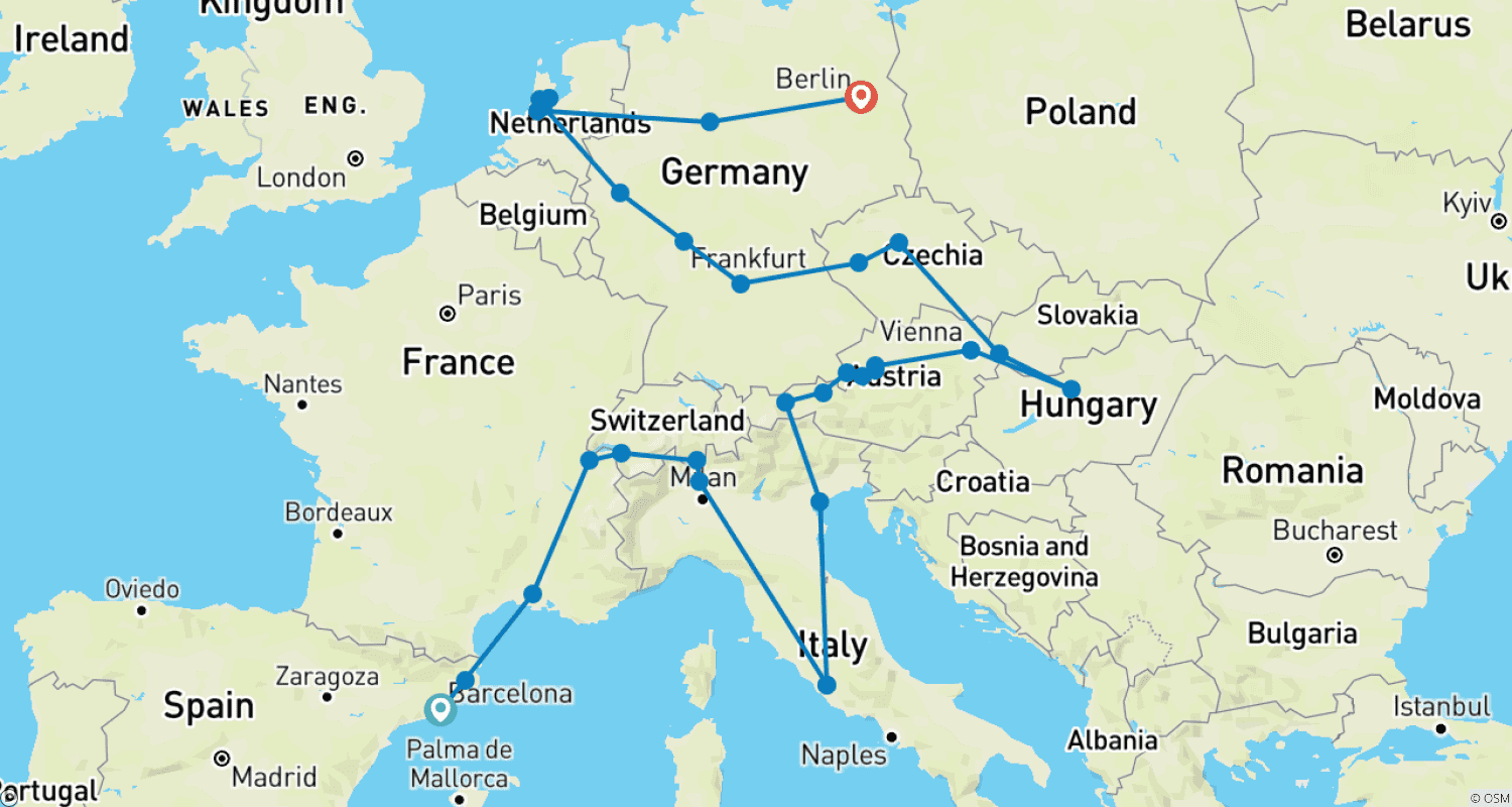 Mapa trasy: Colourful Europe