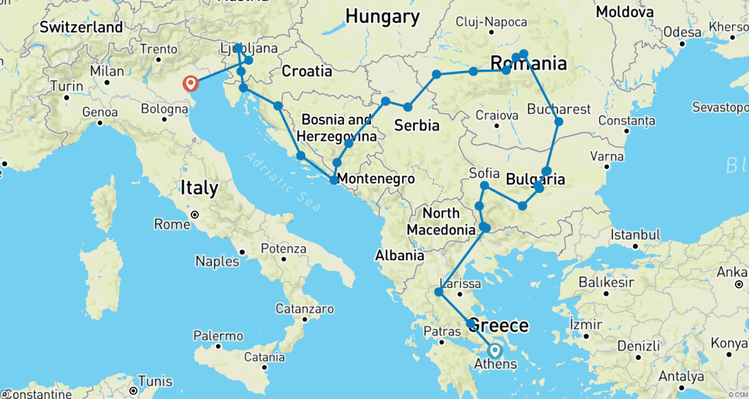 خريطة مسار Balkan Extravaganza