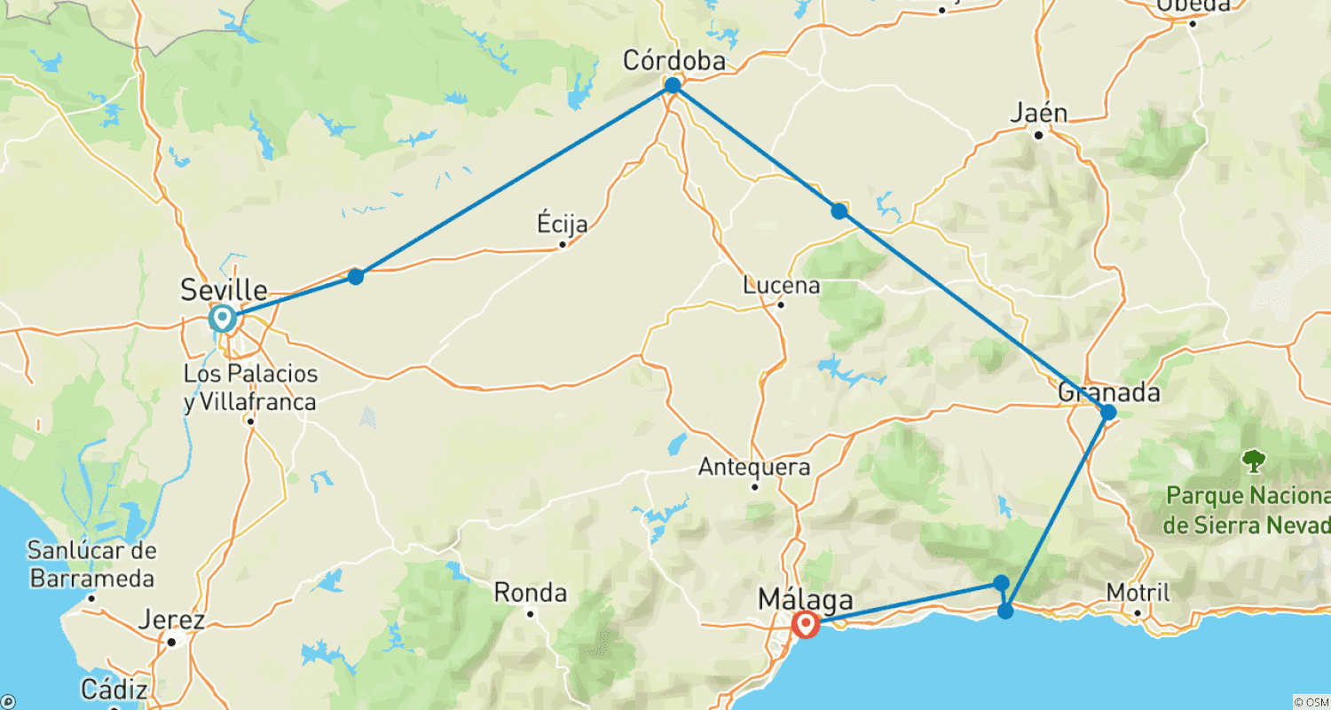 Route of the Andalusian Sunのルートマップ