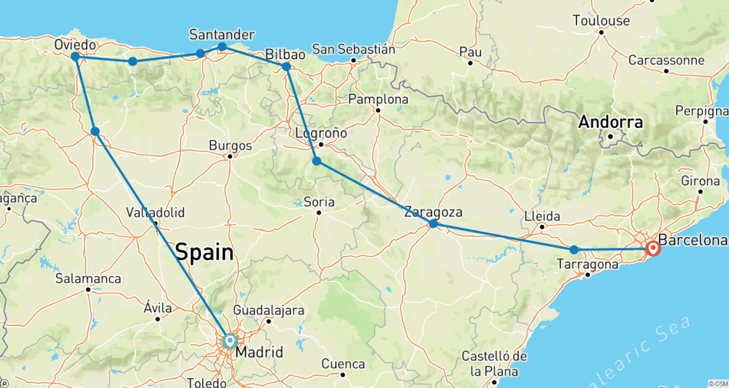 Mapa trasy: Spanish Bliss end Barcelona
