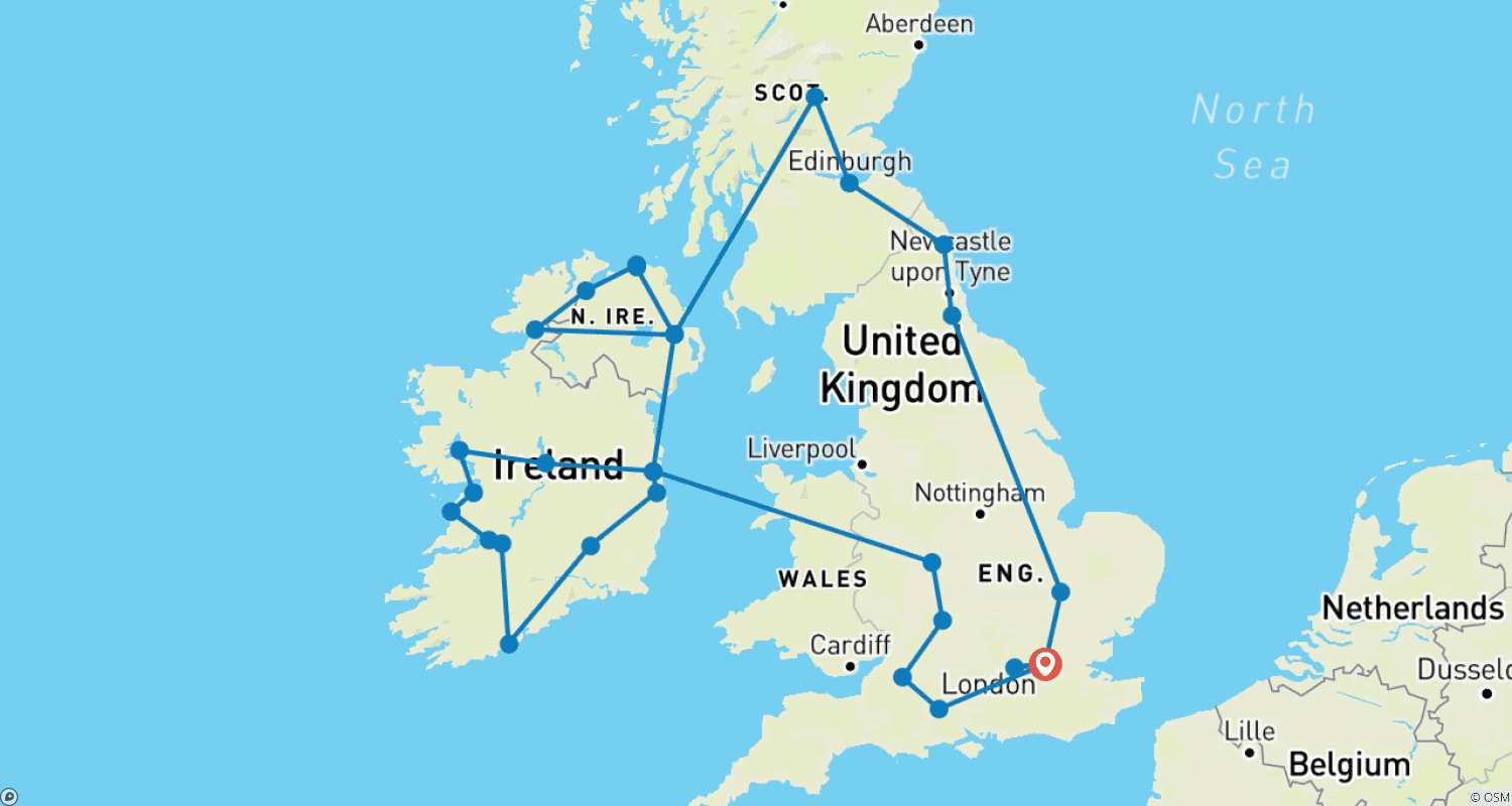 Mapa do percurso de Stories and Legends: United Kingdom, Scotland, and Ireland with London