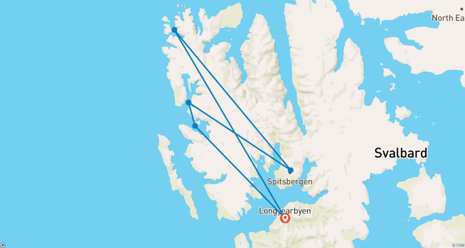 Mapa trasy: Spitsbergen Exclusive between pack ice & midnight sun