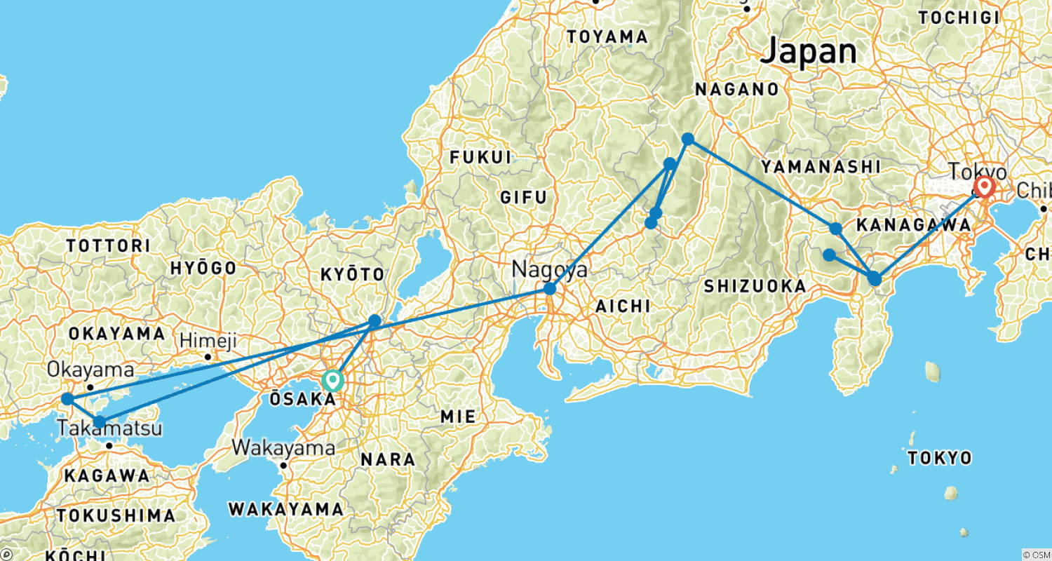 Mapa trasy: Esencja Japonii: Luksus w kulturze, sztuce i kulinarnej elegancji