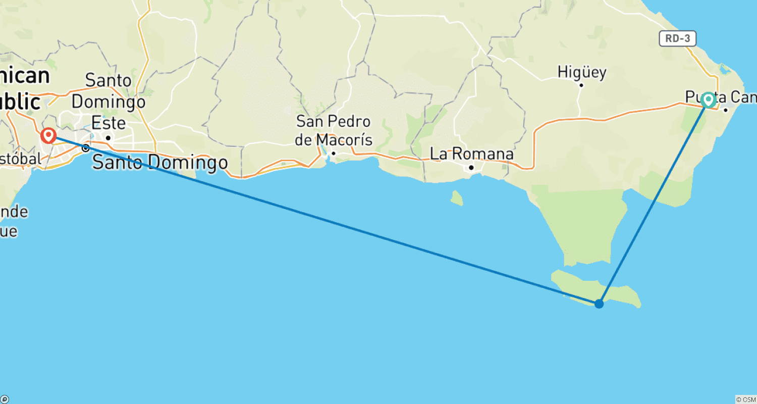 Dominican Republic Delights 7Days/6Nightsのルートマップ