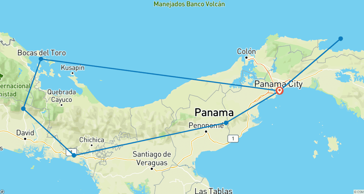 Mapa do percurso de Panama - Nature, Tradition & Tropical Dreams